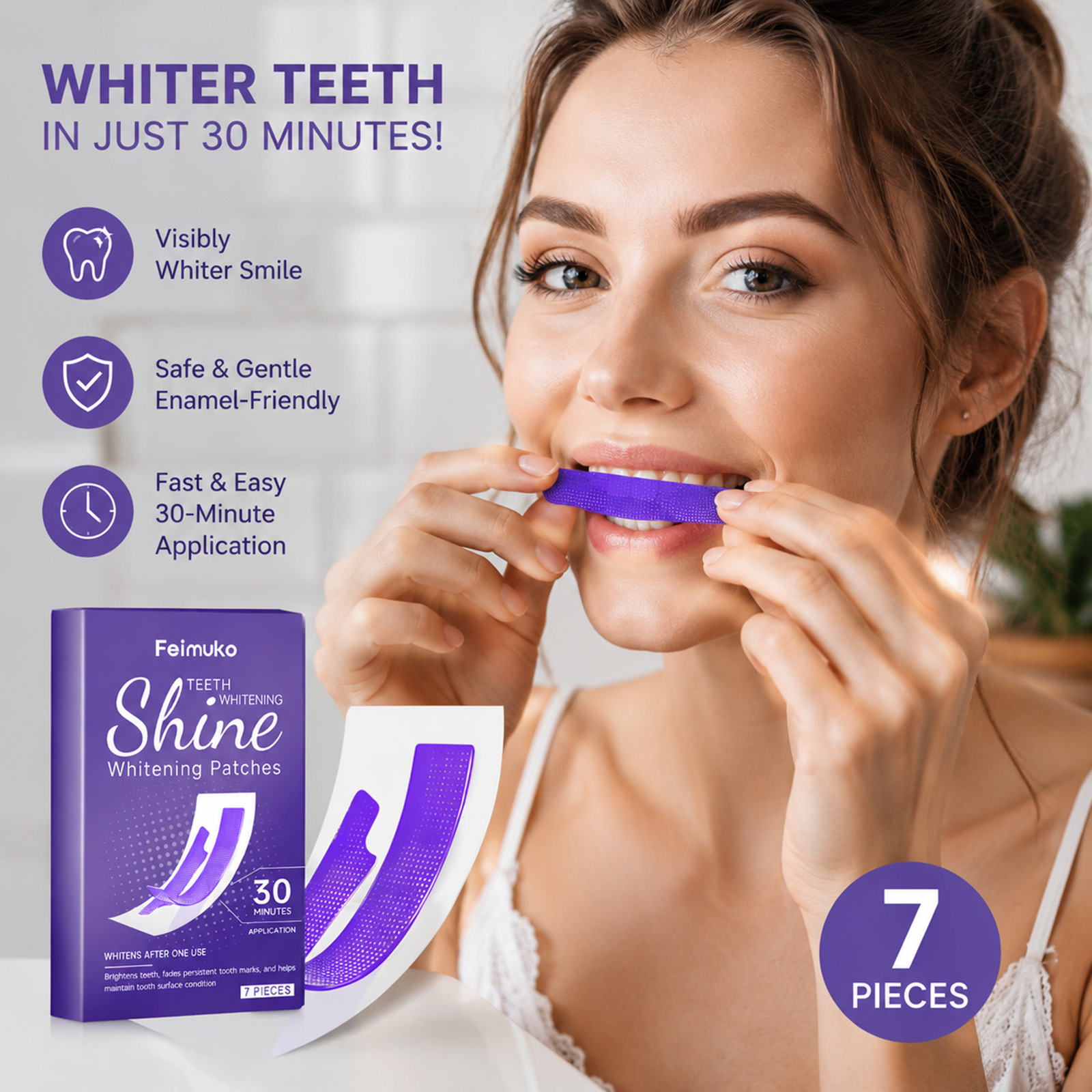 Teeth Whitening Strips - 30-minutowe paski do wybielania zębów, usuwanie,